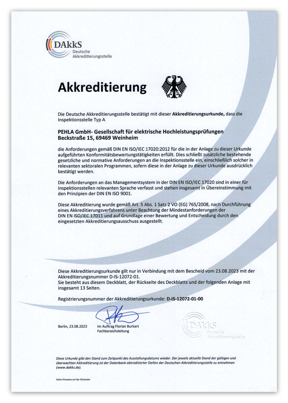 Akkreditierungsurkunde Akkreditierung